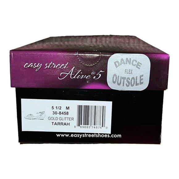 Easy Street Alive @ 5 Tarrah Evening Low Wedge Gold Glitter Sandals 5.5M New - Picture 7 of 8